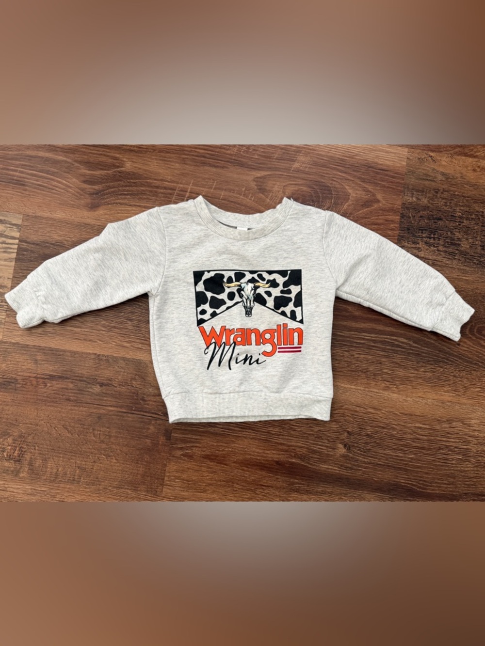 Wranglin' Mini Sweatshirt & Cowprint Bellbottom Set - 12-18 months - Picture 2 of 5